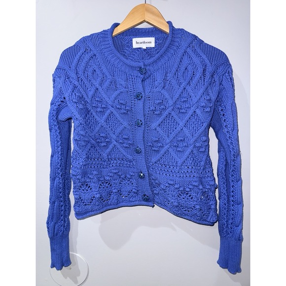 Anthropologie Sweaters - Anthropologie Heartloom Women's Sweater Size Small Blue Flower Buttons